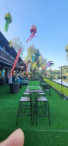 Sauna and Cafe river terrace at Gay Guesthouse Club One Seven